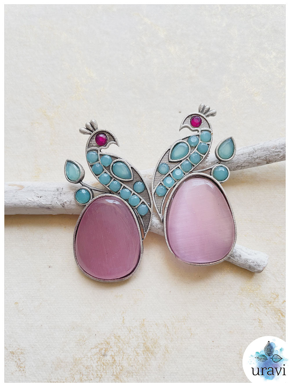 Dancing Morni Silver Look-Alike Stud Earrings