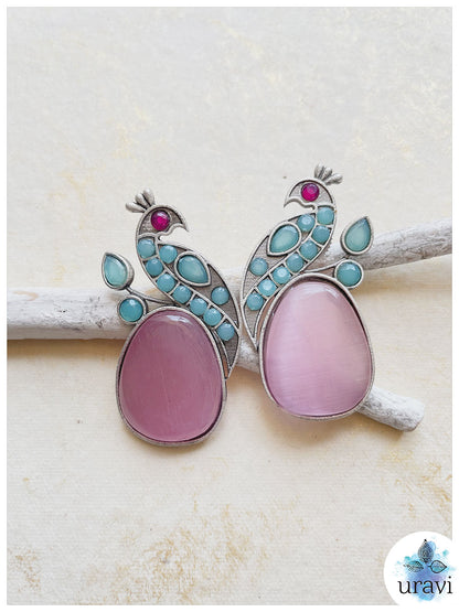 Dancing Morni Silver Look-Alike Stud Earrings