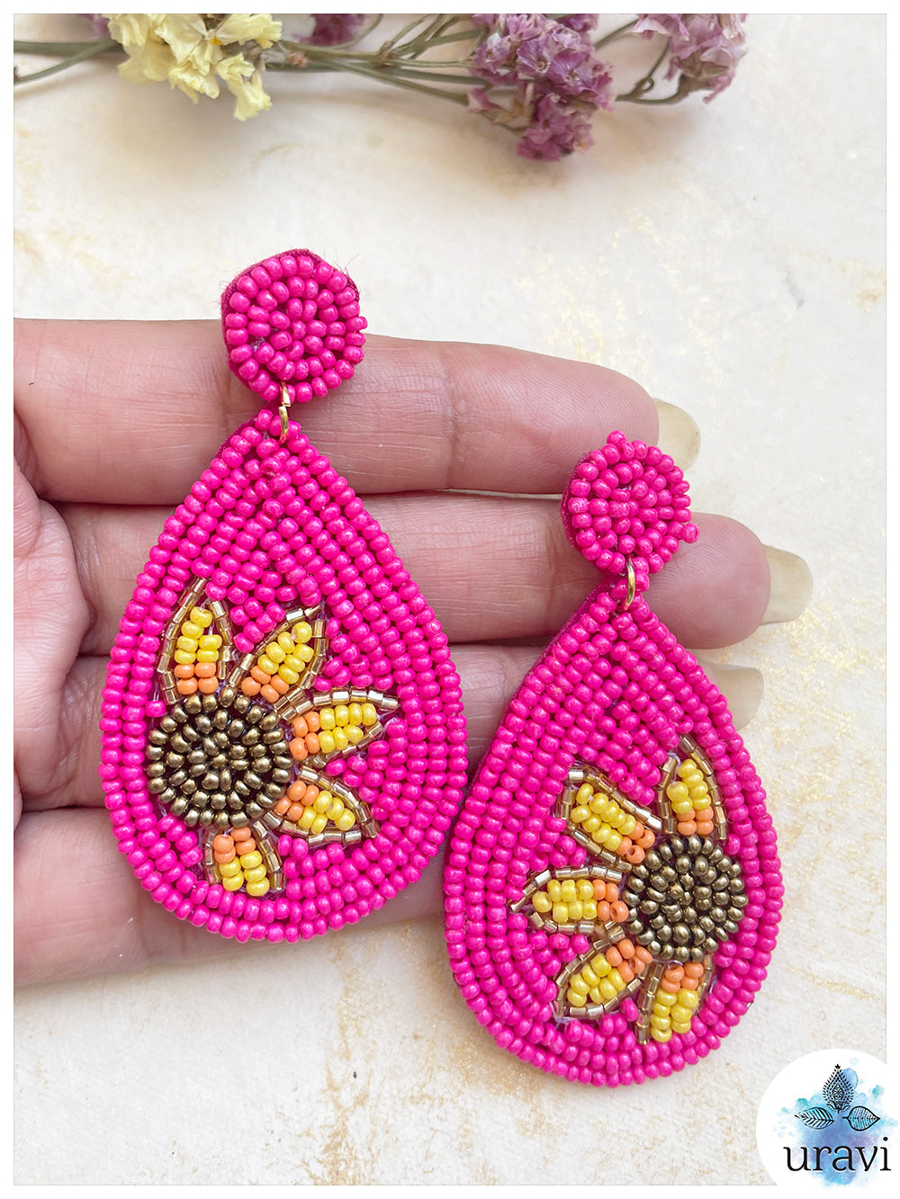 Pear Shape Beaded Handmade Earrings