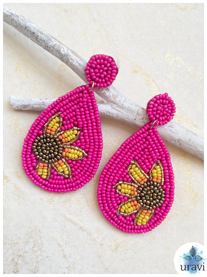 Pear Shape Beaded Handmade Earrings