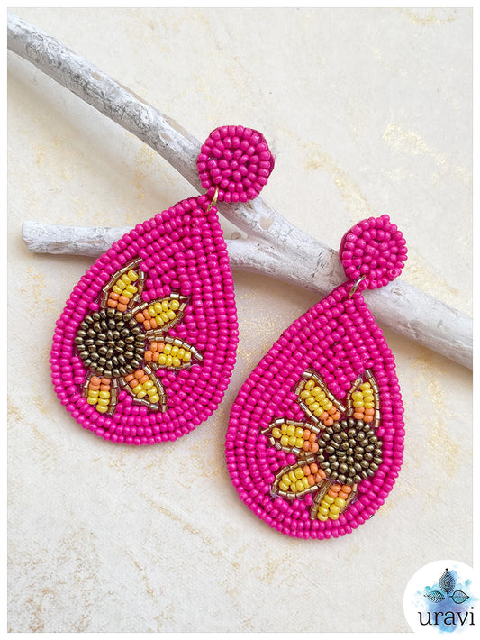 Pear Shape Beaded Handmade Earrings