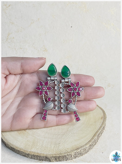 Phool Chidaiya - Sliver Look Alike Dangler Earring