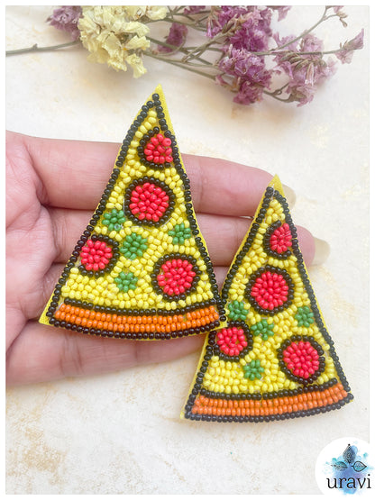 Pizza Beaded Handmade Earrings