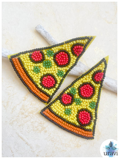 Pizza Beaded Handmade Earrings