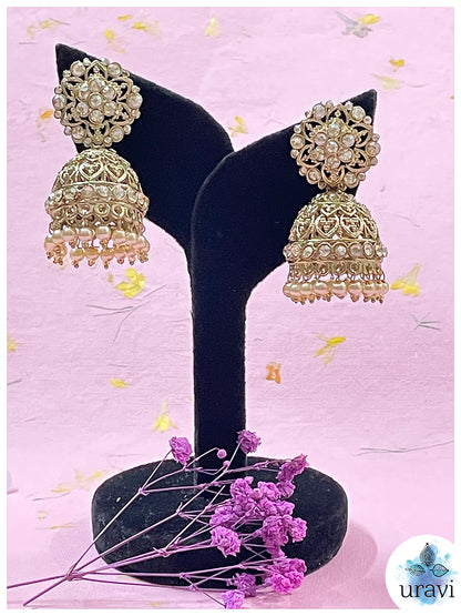 Kashvi Bollywood Style Kundan Jhumka Earrings