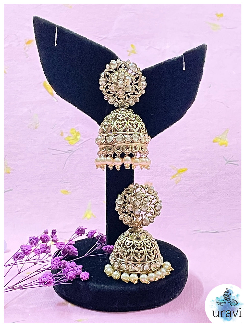 Kashvi Bollywood Style Kundan Jhumka Earrings