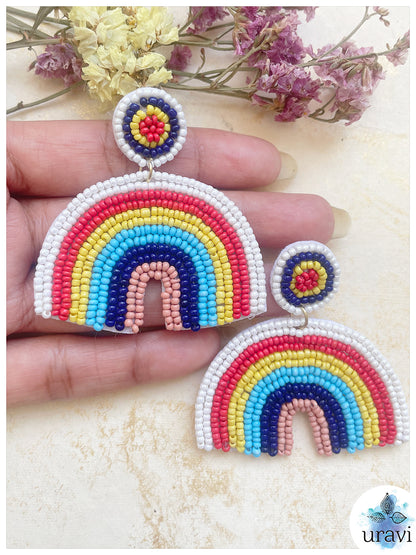 Rainbow Beaded Handmade Earrings