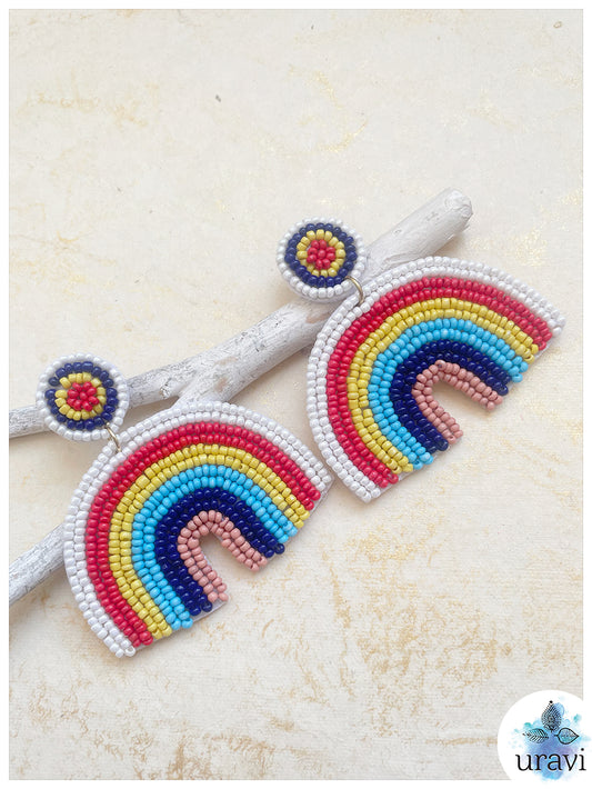 Rainbow Beaded Handmade Earrings