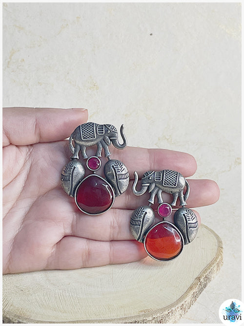 Gajraj Glimmer - Silver Look Alike Stud Earring