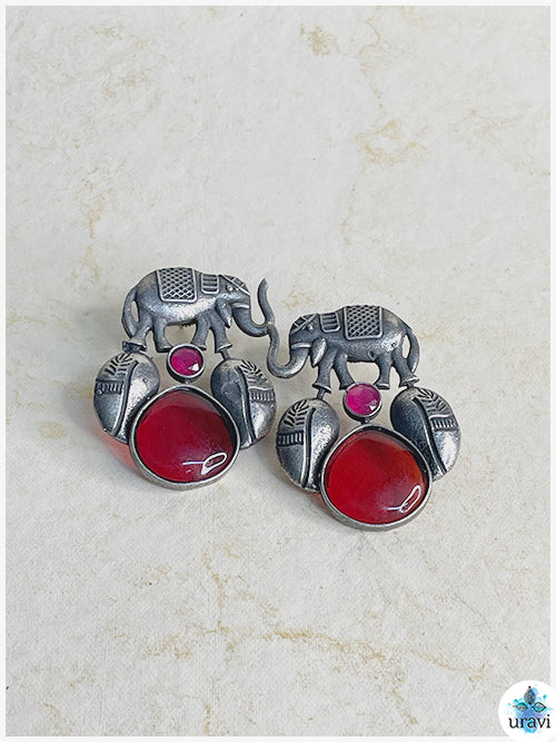 Gajraj Glimmer - Silver Look Alike Stud Earring