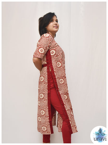 Lalima – Bagru Print High-Low Hem Kurta with Long Slits