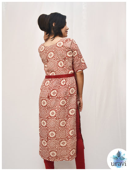 Lalima – Bagru Print High-Low Hem Kurta with Long Slits