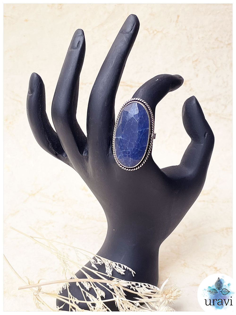 Trisha - Stone-Studded Silver Replica Finger Ring