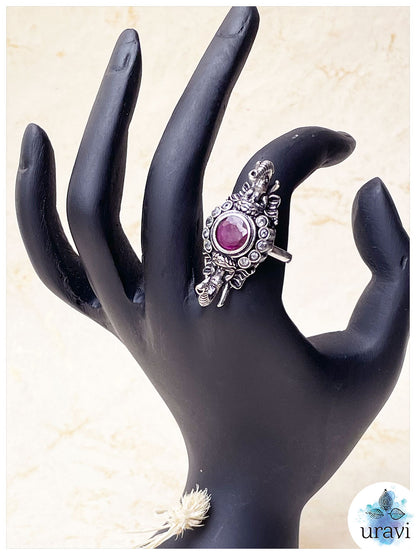 Madhulika -Stone-Studded Silver Replica Finger Ring