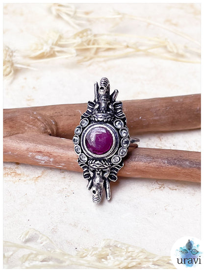 Madhulika -Stone-Studded Silver Replica Finger Ring