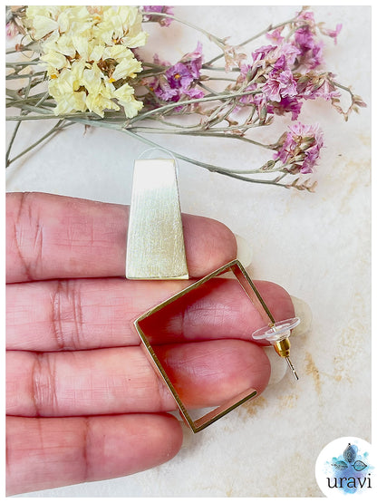 Golden Square - Matt Gold Hoop Earrings