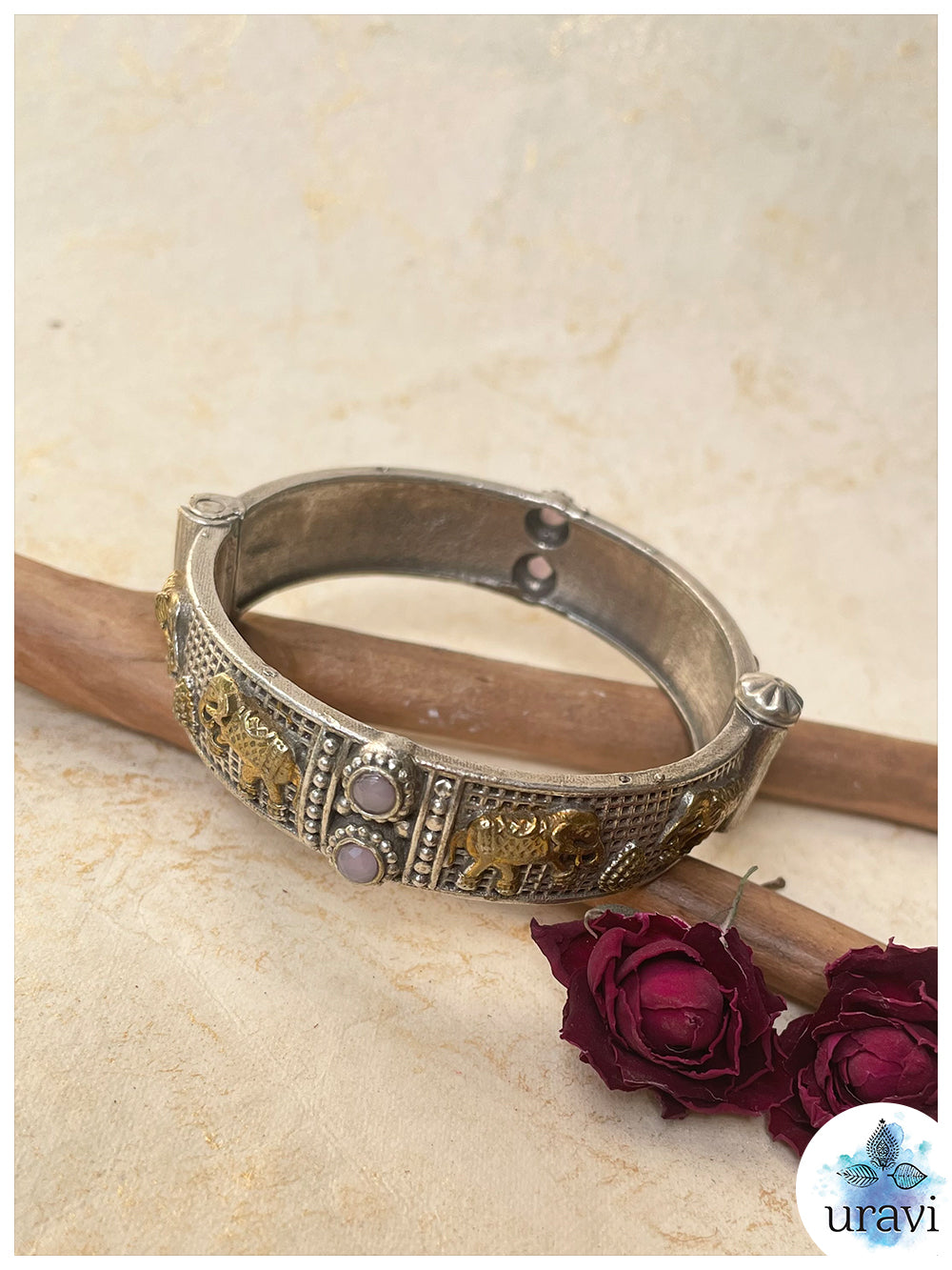 Haathi Mera Sathi – a dual-tone silver replica free size bangle