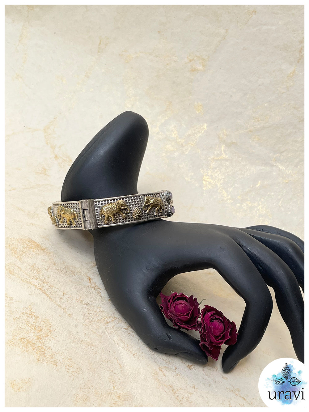Haathi Mera Sathi – a dual-tone silver replica free size bangle