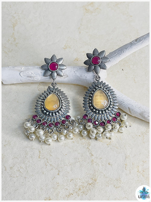 Blooming Brilliance -  Sliver Look Alike Dangler Earring