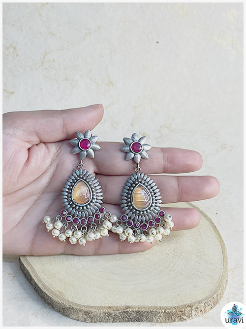 Blooming Brilliance -  Sliver Look Alike Dangler Earring