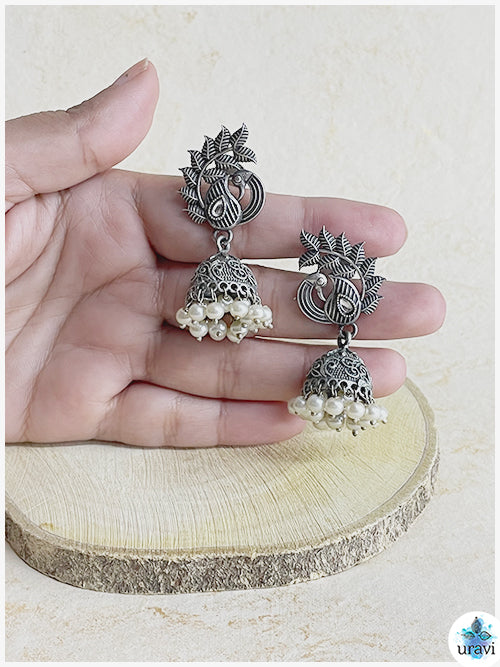 Morni Jhumka - Sliver Look Alike Jhumka Earring