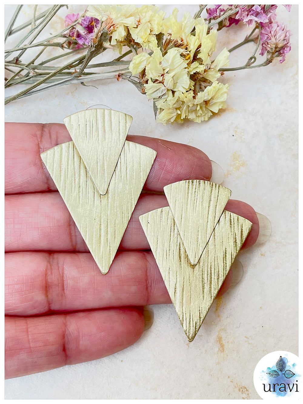Leaf Labyrinth - Matt Gold Stud Earrings
